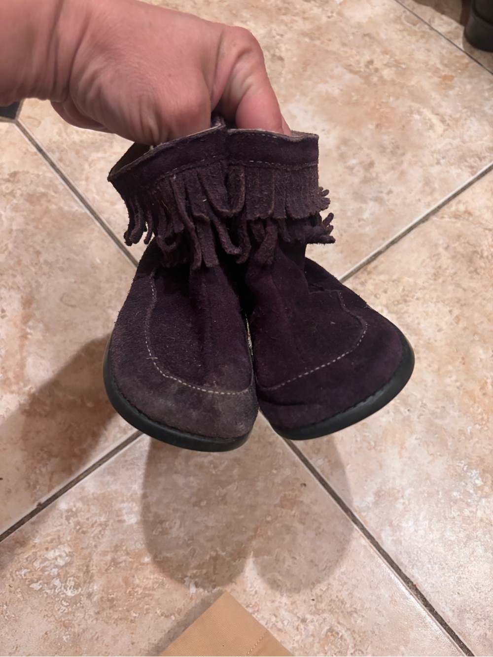See Kai Run Plum Suede Fringe Ankle Boots